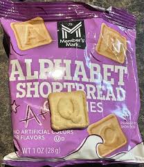 MEMBER'S MARK ALPHABET SHORTBREAD COOKIES 1 OZ