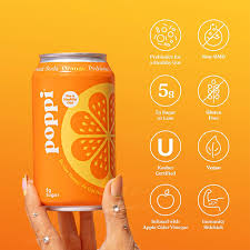 POPPI PREBIOTIC SODA ORANGE 12 OZ - Image 3