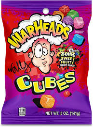 WARHEADS CUBES NEWER SOUR FRUITY CHEWY CANDY 5 OZ - Image 3